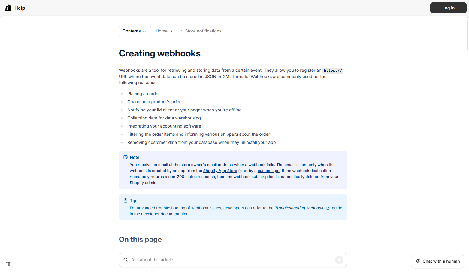 Shopify Webhooks Documentation